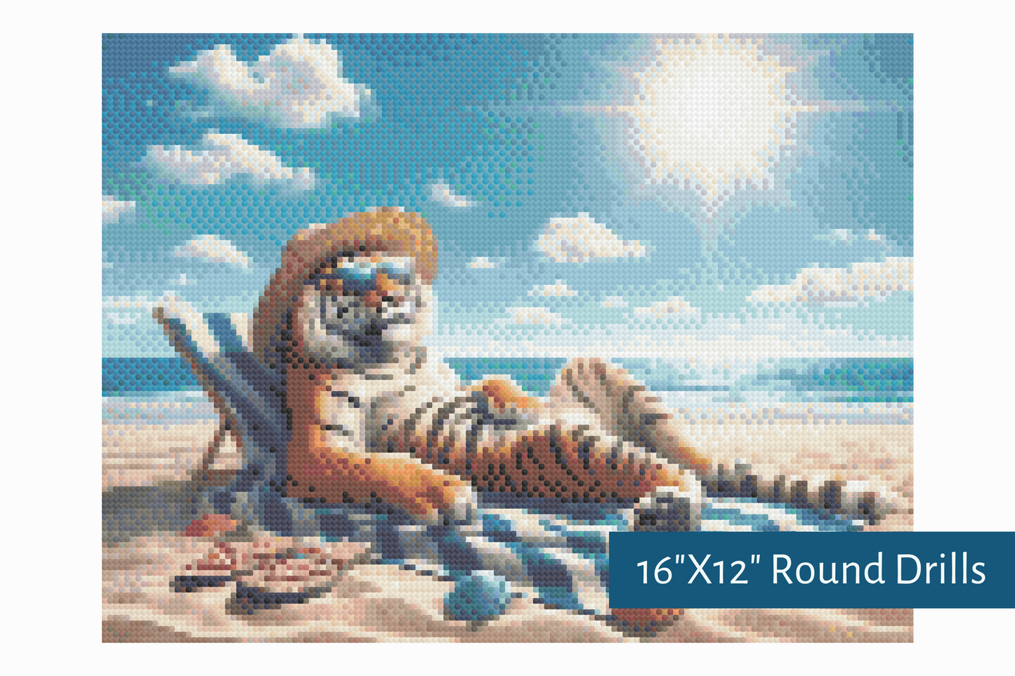 True North Diamond Art Diamond Painting Kits Round / 16"X12" (40.6cmX30.4cm) / Yes Sun, Sand and Stripes Diamond Painting Kit - Create Stunning Art, No Skill Required