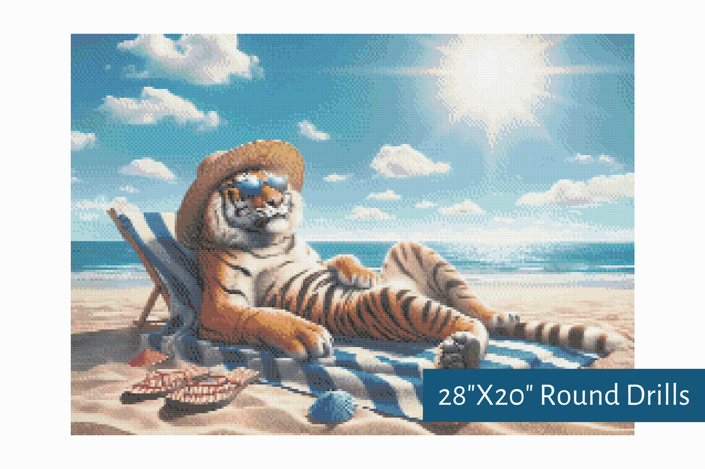 True North Diamond Art Diamond Painting Kits Round / 28"X20" (71.1cmX50.8cm) / Yes Sun, Sand and Stripes Diamond Painting Kit - Create Stunning Art, No Skill Required