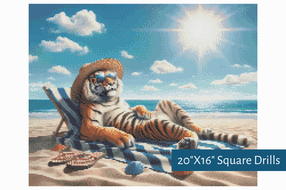 True North Diamond Art Diamond Painting Kits Square / 20"X16" (50.8cmX40.6xm) / Yes Sun, Sand and Stripes Diamond Painting Kit - Create Stunning Art, No Skill Required