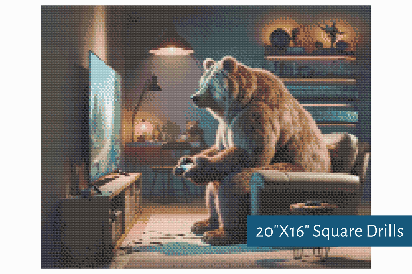 True North Diamond Art Diamond Painting Kits 20"X16" (50.8cmX40.6xm) The Grizzly Gamer Diamond Painting Kit - Create Stunning Art, No Skill Required