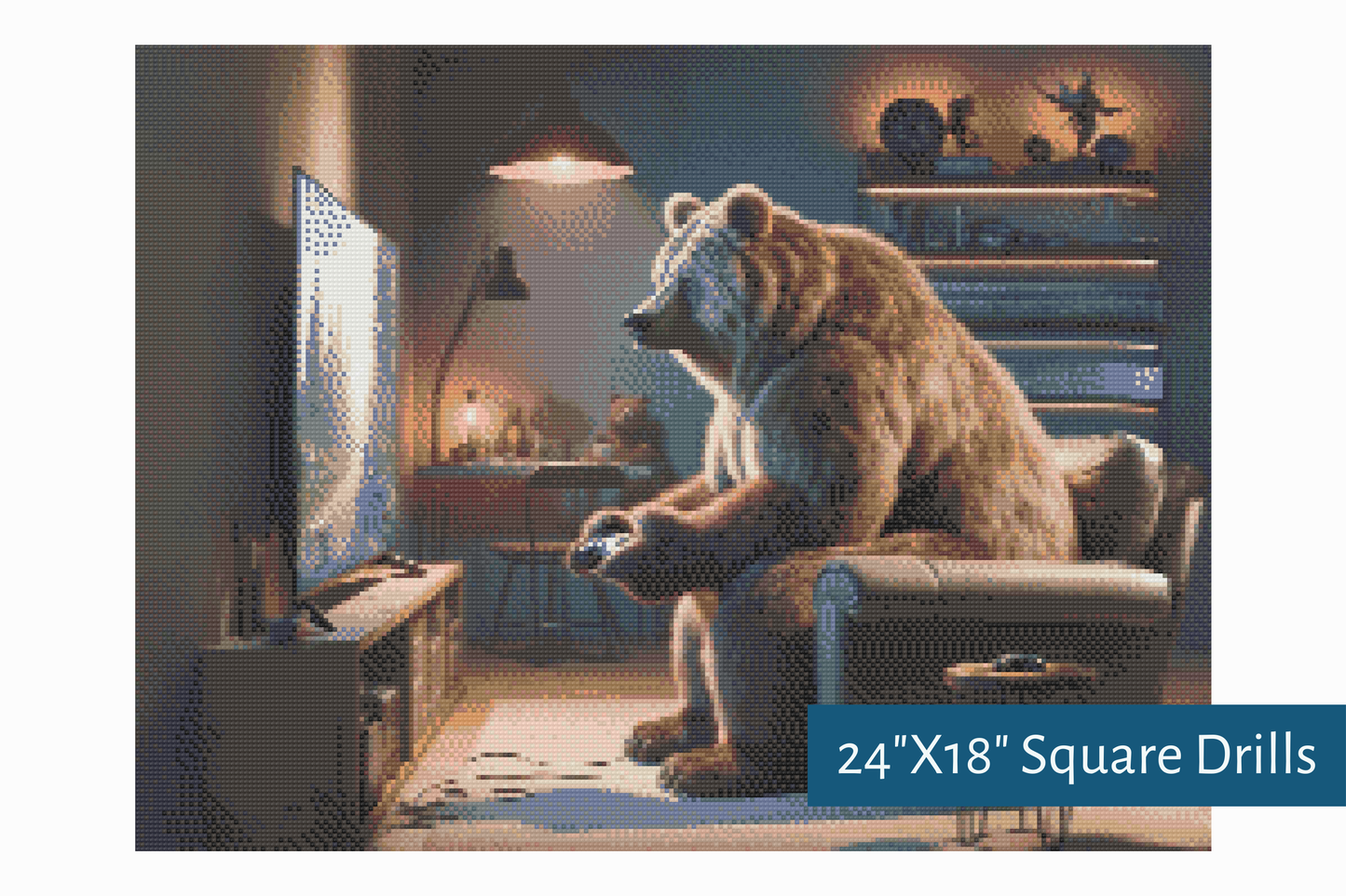 True North Diamond Art Diamond Painting Kits Square / 24"X18" (60.9cmX45.7cm) / Yes The Grizzly Gamer Diamond Painting Kit - Create Stunning Art, No Skill Required